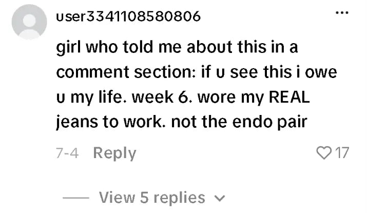 TikTok comment about wearing real jeans to work again