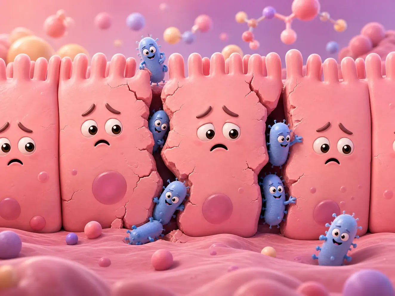 Your gut wall cracks open.