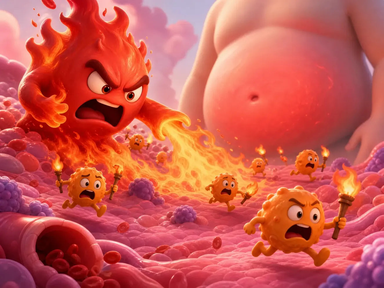 Inflammation floods your belly.