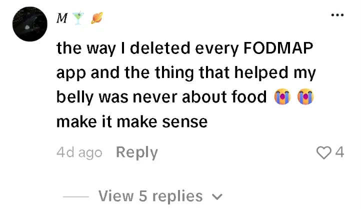 TikTok comment about deleting FODMAP apps